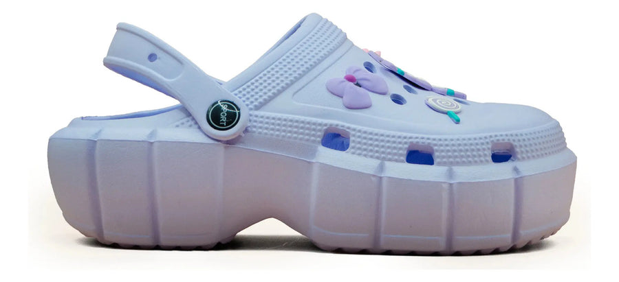 Sandalias Zuecos Mujer Con Plataforma Morado Charm