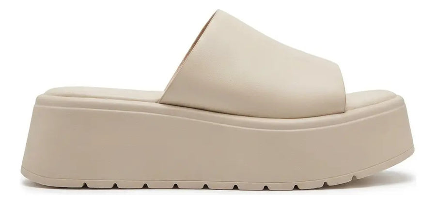 Sandalia Mujer Plataforma Alta Beige Verano Comodas Livianas