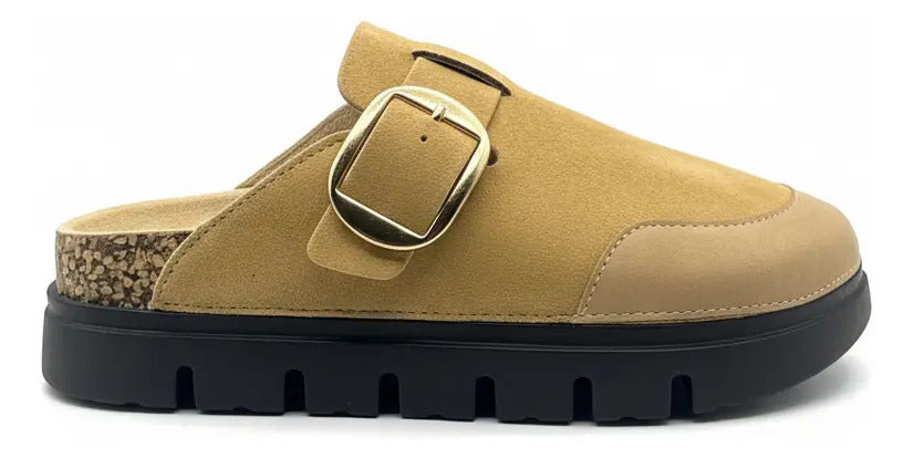 Zueco Mujer Mocasín Mule  Hebilla Casual Plataforma Cómoda