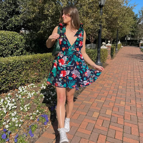Vestido Corto Mujer Verano Floral Acampanado Cute Fresco