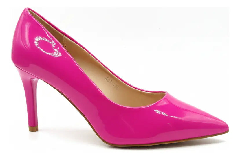 Stiletto Fucsia Plataforma Charol Tacon Medio Punta Fina