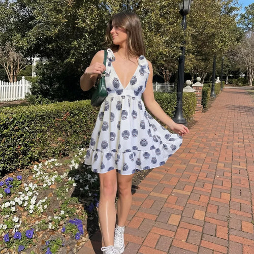 Vestido Corto Mujer Verano Escote Acampanado Original Cute