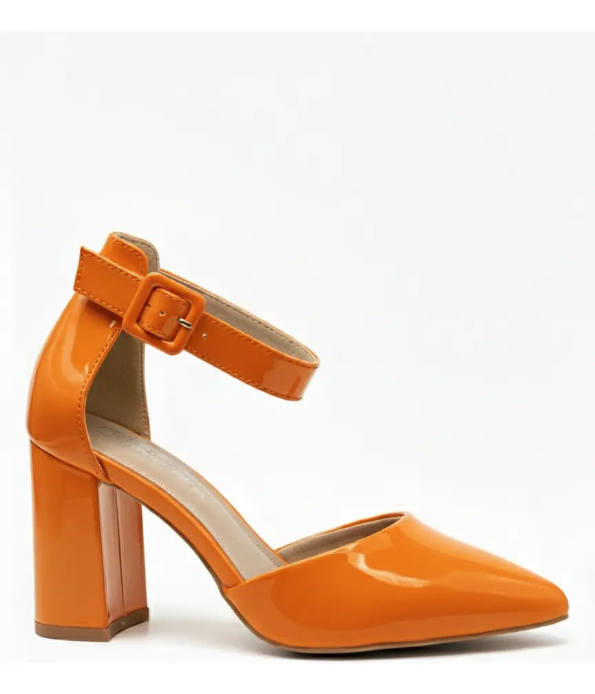 Zapato De Tacón Mujer Charol Mostaza Punta Fina Stiletto