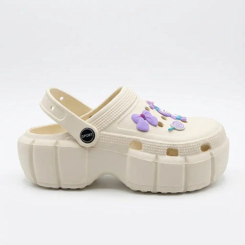 Zueco Mujer Plataforma Beige Sandalia Charms Verano Liviana