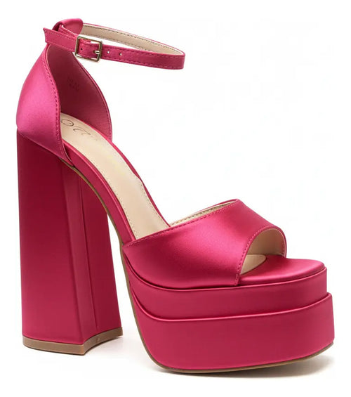 Tacon Sandalia Fucsia Mujer Taco Alto Plataforma Fiesta