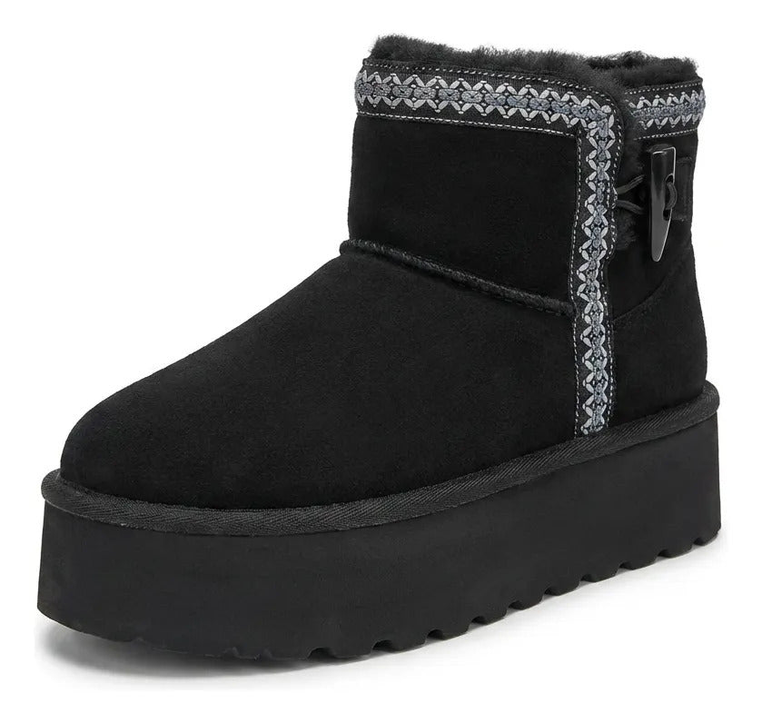 Botín Mujer Pantubota Chiporro Negro Plataforma Liviana