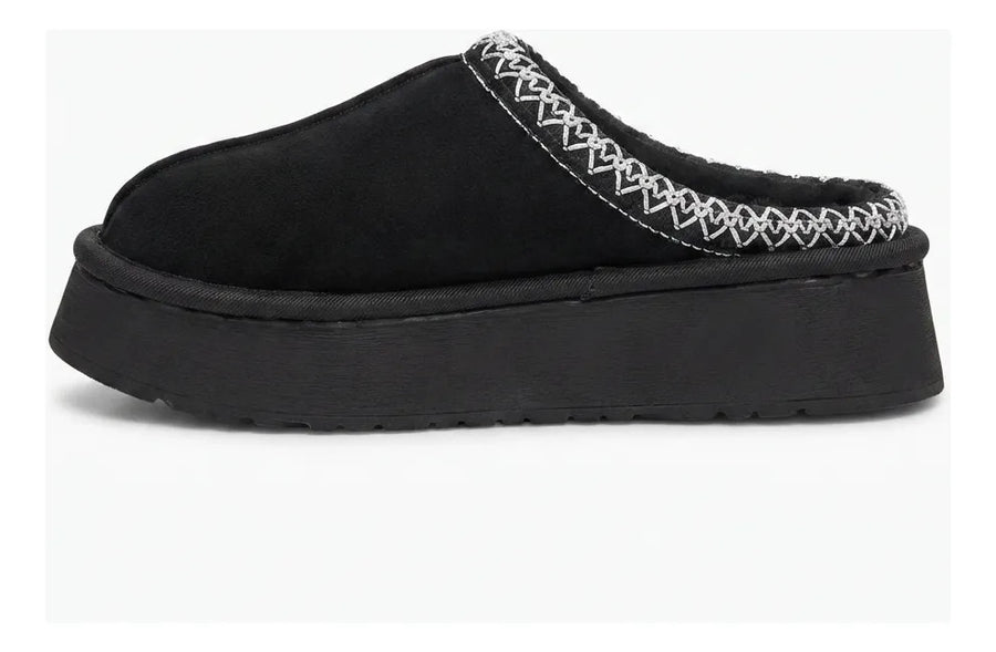 Zueco Mujer Pantufla Chiporro Negro Liviana Caliente Comoda