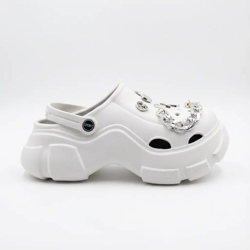 Zueco Mujer Plataforma Alta Blanco Charms Liviana Verano