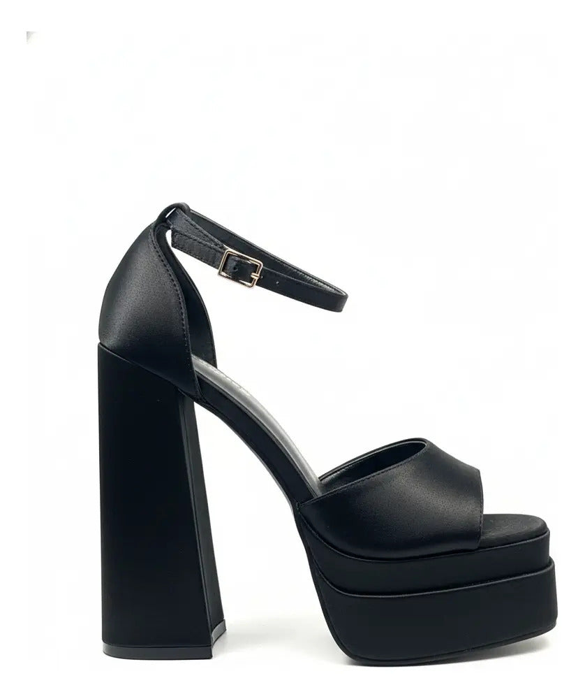 Tacon Negro Mujer Fiesta Elegante Taco Alto Plataforma