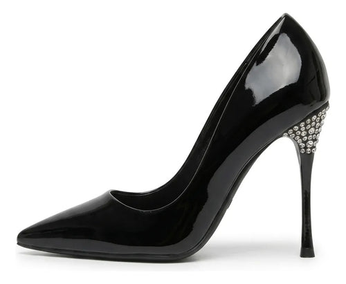 Zapato Mujer Stiletto Negro Charol Taco Aguja Fiesta 10 Cm