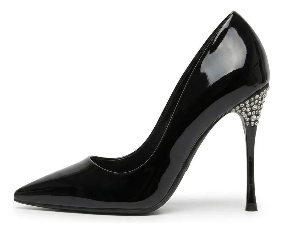 Zapato Mujer Stiletto Negro Charol Taco Aguja Fiesta 10 Cm