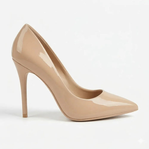 Zapato Mujer Stiletto Charol Nude Taco Aguja 10cm Liviana
