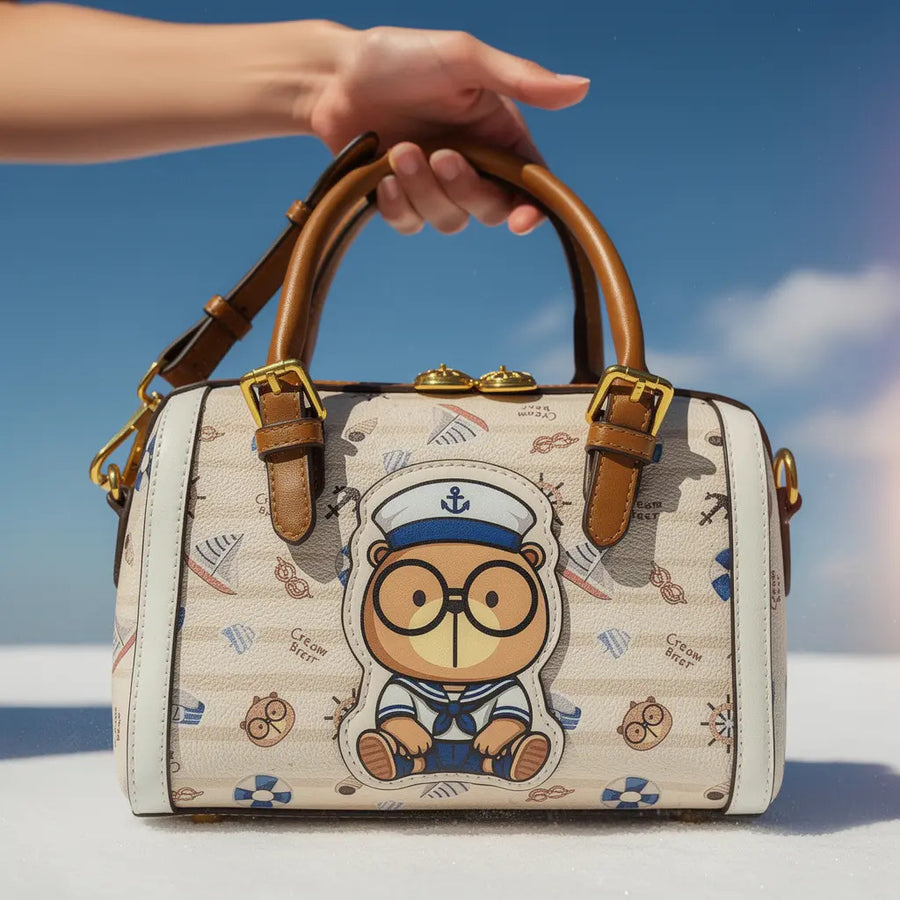 Cartera Mujer Bandolera Bolso Mochila Cream Bear Original