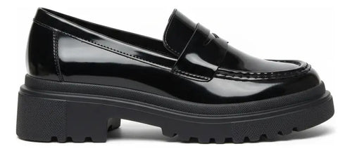 Mocasines Mujer Negros Charol Plataforma Casual Elegante