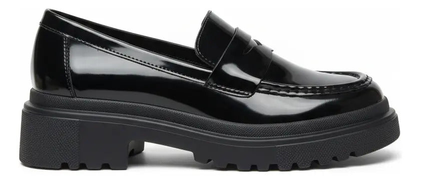 Mocasines Mujer Negros Charol Plataforma Casual Elegante