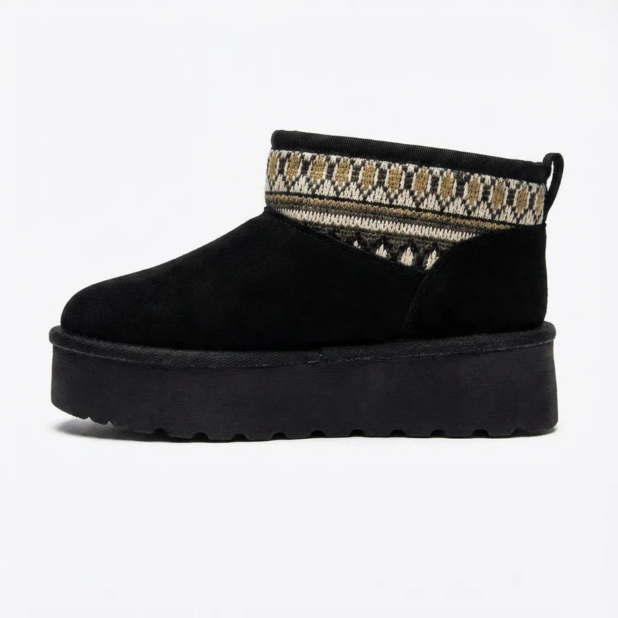 Botín Mujer Pantubota Chiporro Negro Plataforma Invierno
