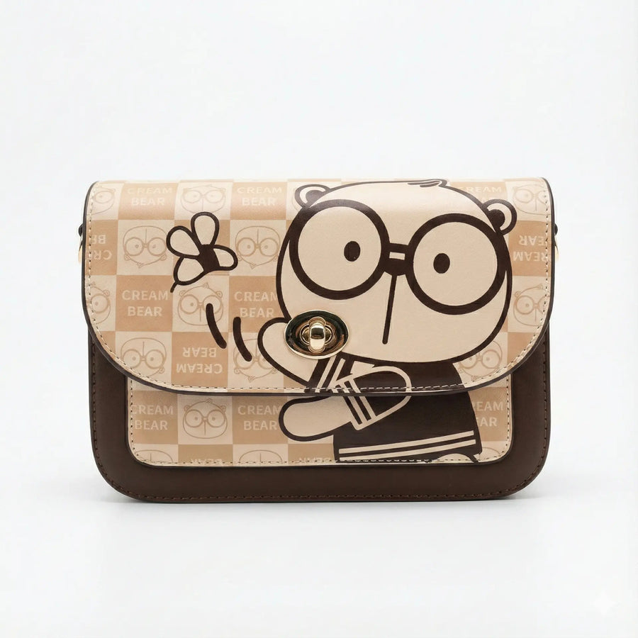 Cartera Mujer Bolso Cream Bear Origina Bandolera Café Beige