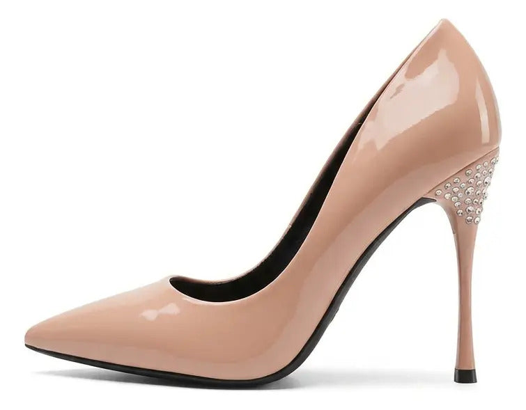Zapato Mujer Stiletto Charol Fiesta Taco Alto 10 Cm Elegante