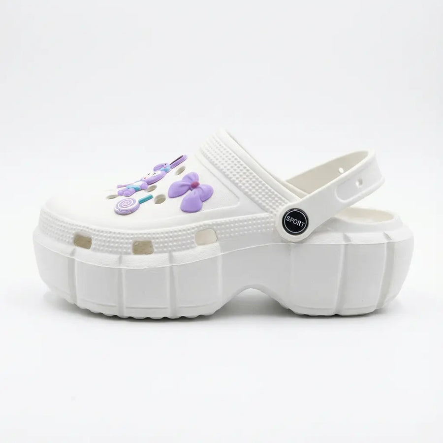 Zueco Mujer Plataforma Blanco Charms Liviana Verano Sandalia