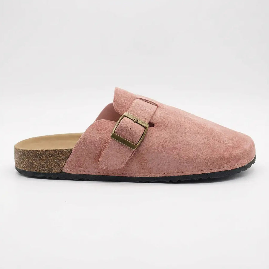 Zueco Mujer Plataforma Sandalia Rosa Mule Gamuza Liviana